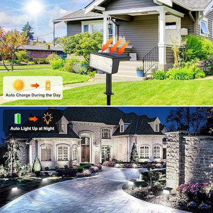 T-SUN Solar Spot Lights Outdoor, 8 Pack 49LED Landscape Spotlights, 2 Lighting Modes Auto ON/Off Solar Lights for Trees, Garden, Yard, Pathway, Driveway(White)