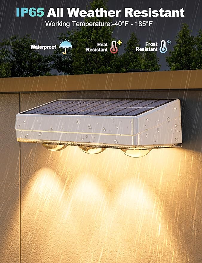 APONUO Solar Fence Lights Outdoor Waterproof, Fence Lights Solar Powered, 12 RGB Color Modes & Warm White & Cool White, Fence Solar Light Outdoor for Backyard, Patio, Wall, Deck, Yard（8 Pack, White）