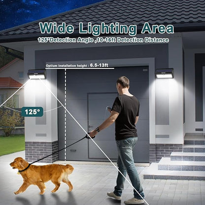 Luposwiten Solar Lights Outdoor Waterproof 100 LED Solar Powered Outdoor Lights, Motion Sensor Outdoor Lights for Front Door, Yard, Garage, Garden, Patio, Deck (4 Pack)