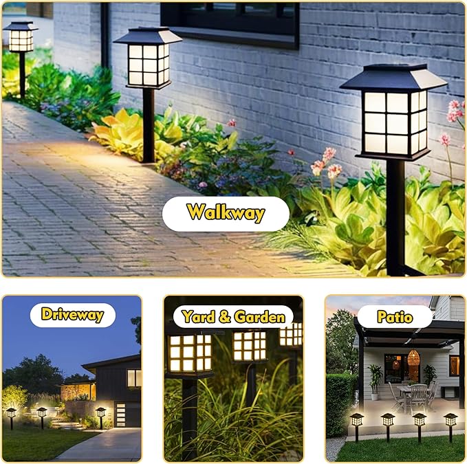 Solar Lights Outdoor Waterproof – 6 Pack LED Cool White Garden Solar Lights for Yard, Pathway, Patio, Driveway, and Landscape (Up to 10 Hours Illumination)-Easy Installation, No Wiring