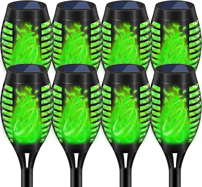 Solar Torch Lights for Garden Decor, 8 Pack 12 LED Solar Lights, Flame Torch Solar Lights Outdoor
