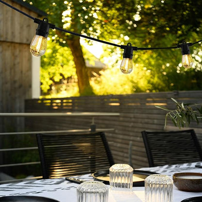 YULETIME 35 Feet 18 Sockets Patio String Lights with LED Bulbs, Weatherproof Backyard Light Bistro Lights (18 Lights - Plug-in)