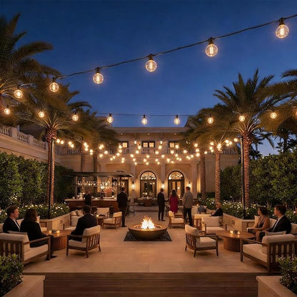 RTTY Dense-Glow 150FT Outdoor String Lights Pro Set with 75 G40 Bulbs - The Starter System for House Outline Lighting, Full Pergola or Pool Coverage, and Restaurant to Hotel Terrace Ambiance