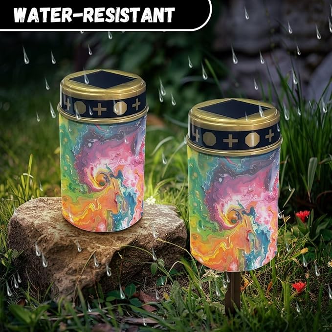 Colorful Light Grave Memorial Lamp Memorial for The Deceased Cemetery Solar Lights Outdoor Waterproof Practical Cemetery Decorations for Grave for Patio Lawn Garden Cemetery