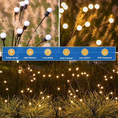 Garden Lights-New Upgraded Solar Swaying Firefly Light, Sway by Wind, Outside, Outdoor, Yard Patio Pathway Deoration, High Flexibility Iron Wire, Warm White(4Pack)