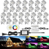 30Pcs LED Deck Light Kit 0.1W-0.3W Low Voltage RGB Outdoor Lighting 6Lm IP67 Waterproof Outdoor Black Border Step | Lumora