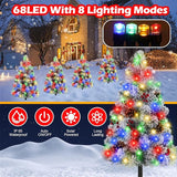 Brightever Solar Christmas Tree Lights Snow Flocked, 68LED Christmas Outside Decor with 8 Lighting Modes, Pine | Lumora