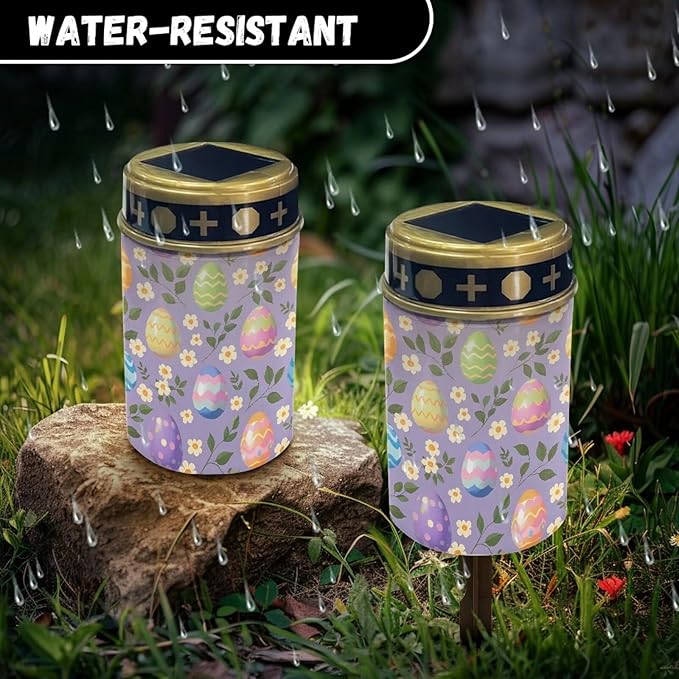 Eggs Flower Solar Garden Lights Solar Cemetery Solar Lights Outdoor Solar Garden Stake Lights for Cemetery Grave Yard Patio Decoration Memorial Gifts
