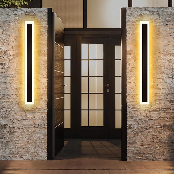 Modern - Outdoor - Lights 2 pack-31.52inch, 3000k Long Wall Led Light for House/Porch, Waterproof Ip65 Black Outside Led Wall Mounted Sconce Lighting Fixtures, 31.52in-2pack