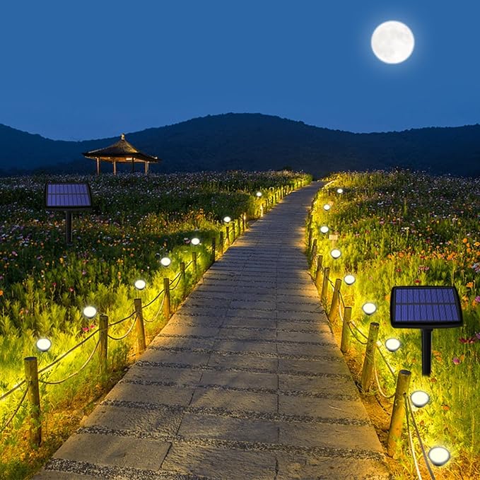Solar Pathway Lights, 10 in 1 Waterproof LED Solar Lights String Outdoor Garden Lights, Auto On/Off Solar Walkway Lights for Yard, Landscape, Pathway, Walkway, Path