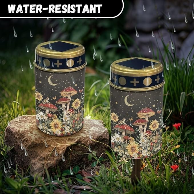 Starry Mushroom Print Solar Lights Outdoor, Solar Pathway Lights Outdoor, Decorative Solar Powered Garden Yard Lights for Walkway Sidewalk Driveway