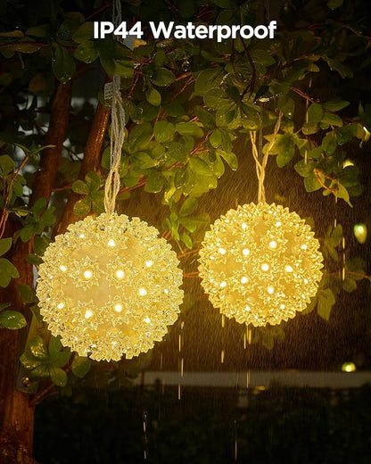 Brightown Outdoor Christmas Decorations-Starlight Sphere, Replaceable Bulbs with Add-On Plug,Lighted Sphere Balls for Trees Party Wedding Patio Indoor Decorations 5.5in-3pc 50 LED(Warm White)
