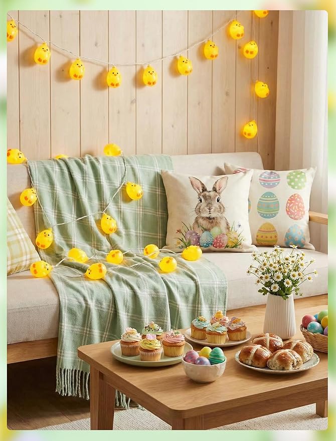 GOOTHY 8.5Ft LED Yellow Chick String Lights Plug in, 10 Cute LED Spring Chicken String Lights for Indoor Outdoor Easter Decorations, Easter Party Garland Spring Holiday Home Garden Patio Décor