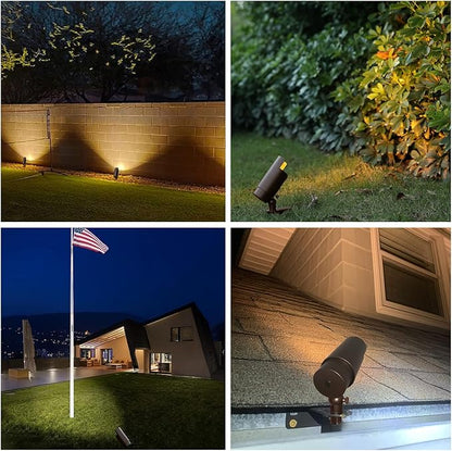 Low Voltage Landscape Lighting, 5CCT Low Voltage Landscape Spotlights, 12V Uplighting Outdoor Wired, 7W LED Spot Lights Outdoor for Tree Wall Flag with Adjustable Beam Angle (Bronze, 6)