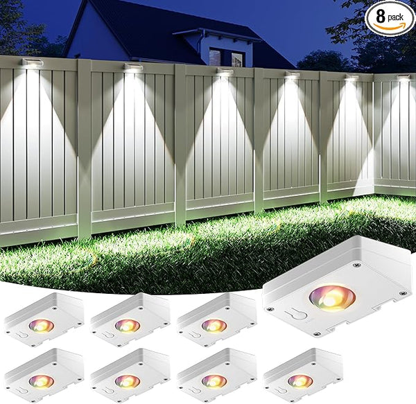 VOLISUN Solar Fence Lights, Fence Lights Solar Powered, IP65 Waterproof LED, RGB Color - Outdoor Path Light | Lumora