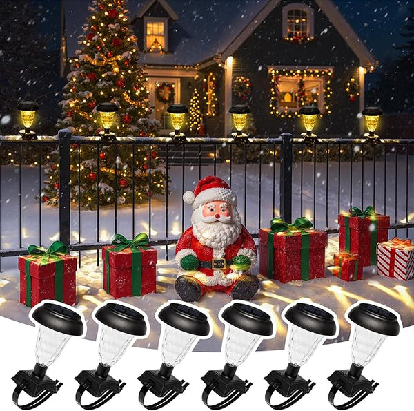 Solar Christmas Fence Lights Outdoor Decor, Waterproof Patio Lights with Warm White Color for Holiday & Halloween | Lumora