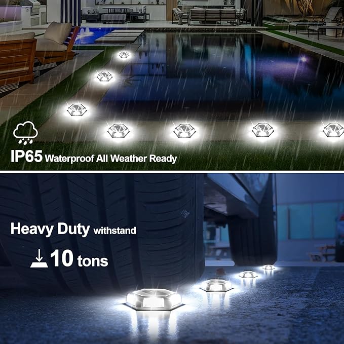 Solar Dock Lights Driveway Deck Lights - 12 Packs Waterproof Outdoor LED Aluminum Dock Lighting Warning Step Light | Lumora