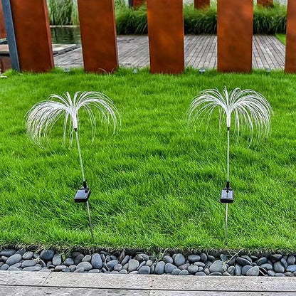 Lxcom Lighting Solar Path Light Artificial Jellyfish Decorative Lights Waterproof Solar Garden Jellyfish Light Outdoor Solar Lawn Lights for Patio Garden Yard Pathway, 4 Pack(White)
