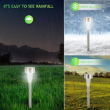 12pcs Solar Garden Lights Stainless Steel Pathway Lights White LED Outdoor Lawn Decor Waterproof Solar Powered | Lumora