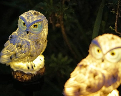Solar Owl Outdoor Garden Light, 2 Pack Outdoor Path Solar Powered Owl Stake Lights for Walkway Yard Lawn Landscape Lighting (White Owl)