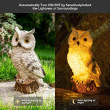 Solar Owl Garden Statues Outdoor Decor Resin Owl Figurine with LED Lights Owl Sculpture for Porch Patio Lawn Yard | Lumora