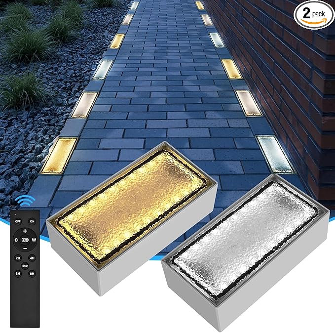 Drart Solar Paver Lights 4x8 Inch, IP67 Waterproof Recessed Brick Pathway Lighting Outdoor for Driveway, Walkways, Patio, Garden, Pavers, Yard (2700K/4500K/6000K, 2 Pack)