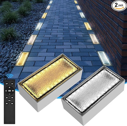 Drart Solar Paver Lights 4x8 Inch, IP67 Waterproof Recessed Brick Pathway Lighting Outdoor for Driveway, Walkways, Patio, Garden, Pavers, Yard (2700K/4500K/6000K, 2 Pack)