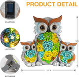 Solar Garden Statue Owl Decor – Cute Owl Family Figurines with LED Succulent Lights, Waterproof Outdoor Yard Art | Lumora