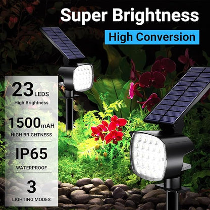 hyrion Solar Spot Light Outdoor Waterproof IP65, 23 LED 3 Lighting Modes Solar Powered Garden Lights Landscape Lighting for Yard,Tree Lawn, Pathway 4 Pack Cool White