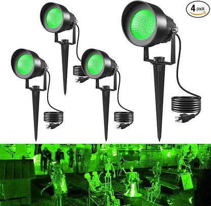 T-SUN Green Spotlight Outdoor, Waterproof LED Landscape Lighting with US Plug, Easy Install 270° Adjustable Outdoor Spot Lights for Garden Tree Yard Decor