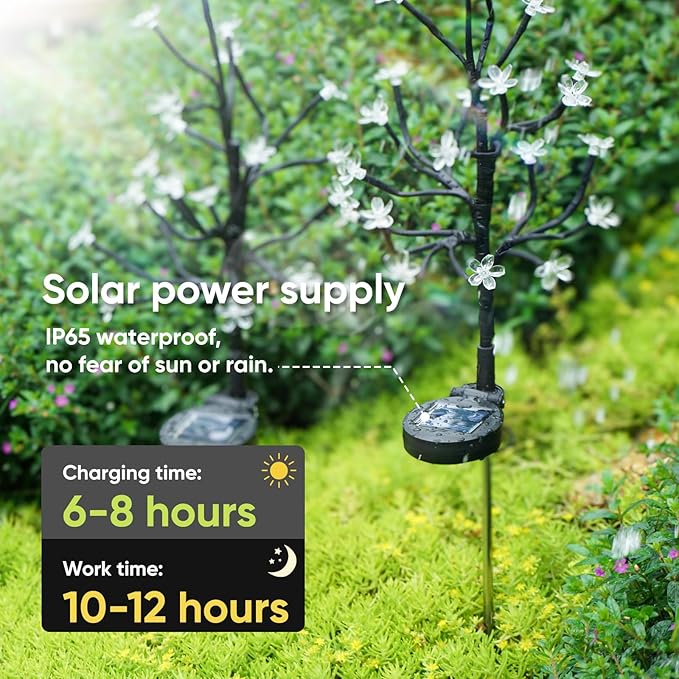 Solar Garden Lights Outdoor Waterproof,Garden Decor Solar Flowers For Outside Decorative,2Pack 2Modes Solar Powered Fairy Outdoor Decorations for Yard Patio Pathway, Gardening Gifts Mothers Day