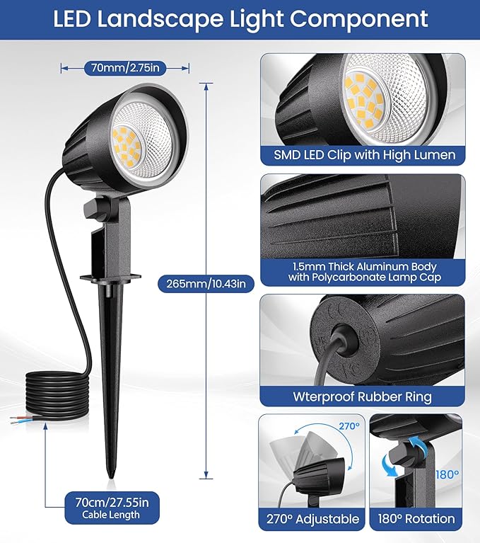 All-in-One Low Voltage Landscape Lighting Kit 12W LED Landscape Lights with 150W Transformer 2700K 12V-24V | Lumora