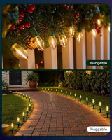 C9 Christmas Lights, 51.4ft Christmas Pathway Lights Outdoor with 40 LED Bulbs and Stakes, Connectable Waterproof | Lumora