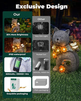 Solar Garden Statues Outdoor Decor, 6 LED Cat Flowers Butterfly Figurine Lights, Waterproof for Balcony Patio Porch | Lumora
