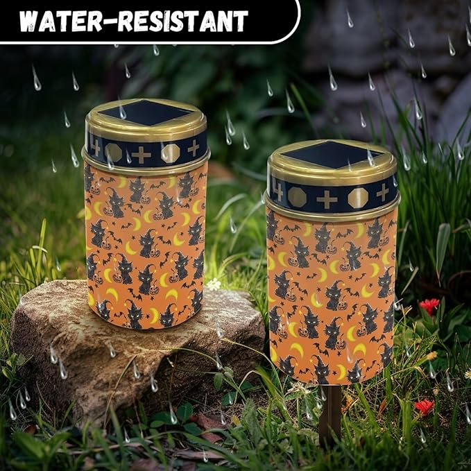 Cat Moon Waterproof Garden Solar Light Outdoor Solar Yard Light Landscape Path Light LED Solar Powered Lights Outdoor Halloween Decor for Lawn Memorial Cemetery