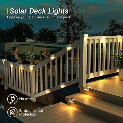 Solar Fence Lights Outdoor - Waterproof LED Lights for Deck, Stairs, Fence, Patio, Yard, Porch and Balcony (20 Pack, Warm White)