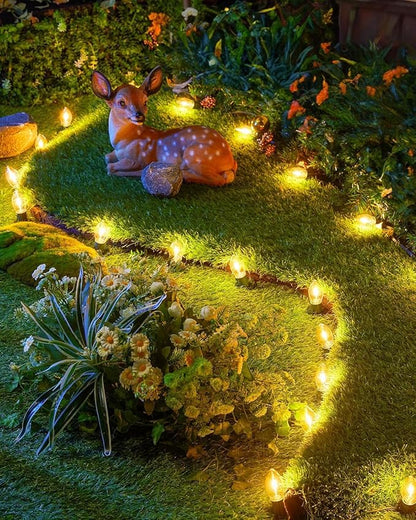 Vintage C9 LED Christmas Lights, 25Ft C9 String Lights with 25 LED C9 Plastic Bulbs, Waterproof Connectable Outdoor Lights for Christmas Tree Roofline Garden Patio Backyard Cafe Decor, Warm White