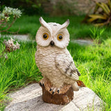 Solar Owl Garden Statues Outdoor Decor Resin Owl Figurine with LED Lights Owl Sculpture for Porch Patio Lawn Yard | Lumora