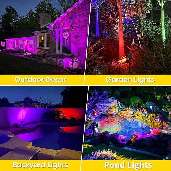 ROSHWEY Solar Spot Lights Outdoor, Colored Solar Outdoor Lights Waterproof Christmas Solar Powered Spotlight | Lumora
