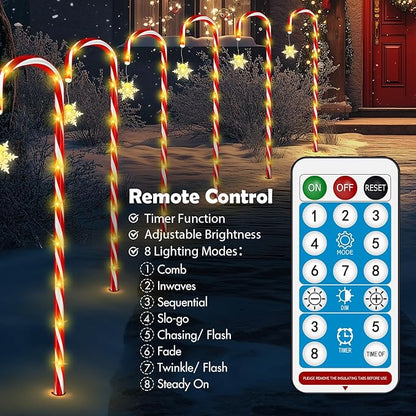 HELESIN Solar Candy Cane Pathway Lights Outdoor 40.75in 110 LED Higher Christmas Candy Cane Lights, 8 Modes Timer Remote, Solar & USB Charging Christmas Waterproof for Patio Garden Pathway