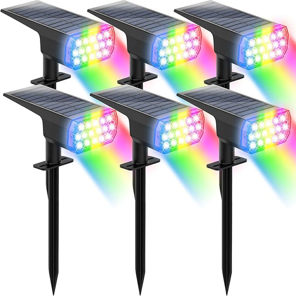 Solar Lights Outdoor Waterproof, LED Solar Spot Lights Outdoor, 7 Color Changing Solar Spotlights, Multicolor RGB | Lumora