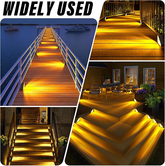 ROSHWEY Solar Step Lights Outdoor Waterproof, 8 Pack Triangle Solar Stair Lights for Outside, LED Deck Light | Lumora