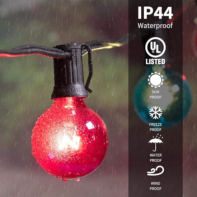 Brightown Outdoor String Lights G40 Globe Patio Lights with Edison Glass Bulbs, Waterproof Connectable Hanging | Lumora