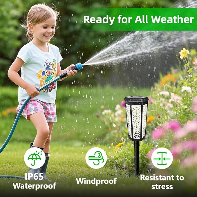 4 Pack Solar Pathway Landscape Lights - RGB Color Changing & Warm White Outdoor Waterproof Solar Yard Lights, 2 Lighting Modes for Garden, Patio, Walkway, Driveway & Sideway