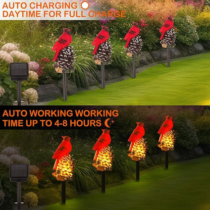 VIHOSE Cardinal Solar Stake Lights Red Bird Figurine Solar Stake Light Decorative Outside Garden Decor Christmas Landscape Lights Cardinal Gifts for Mother Lawn Yard Decor Women(Classic)