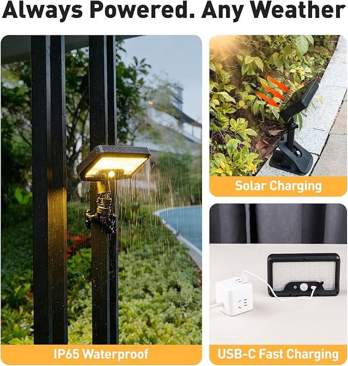 2 Pack Clip On Solar Lights Outdoor with Octopus Tripod, 3 Color Temps & Remote Control, Motion Sensor Fence Lights Solar Powered, IP65 Waterproof Security Light for Outside, Deck, Gutter, Camping