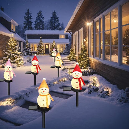 TOCHGREEN 3 Pack Solar Christmas Snowman Lights Solar Pathway Lights Waterproof Outdoor Solar Powered Christmas Decorations for Xmas Holiday Yard Path Patio Garden Porch Lawn Landscape Decor