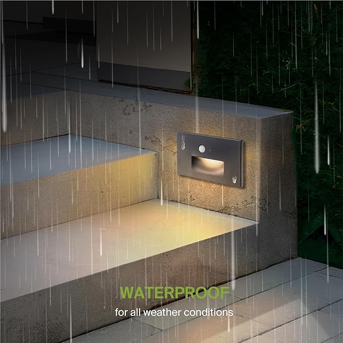 ASD LED Recessed Step Light Fixture, Dusk to Dawn Outdoor Tread Lighting | 3CCT, Motion Sensor, Photocell | Lumora