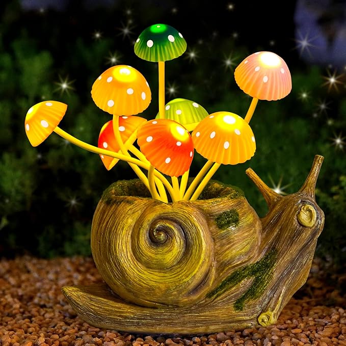 1 Pack Solar Lights Outdoor Snail Garden Statues with Mushrooms& 4 Pack Solar Pathway Lights, Gardening Gifts for | Lumora