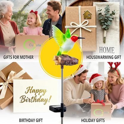 Hummingbird Solar Garden Statue with Motion Sensor Realistic Chirping Sound Lifelike LED Solar Powered Outdoor Decor for Yard Patio Cemetery Memorial Gift for Mom Grandma
